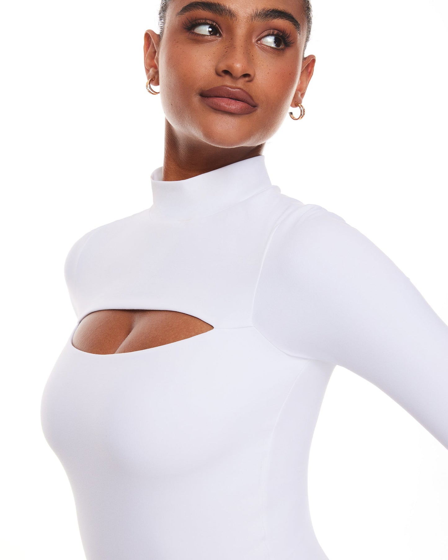 Natrelax™ Long Sleeve Turtleneck Cut Out Bodysuits